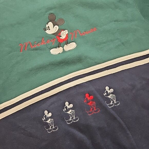Vintage Mickey & Co Blue & Green Adult Large Sweatshirt Brazos Sportswear 90's - Picture 3 of 16